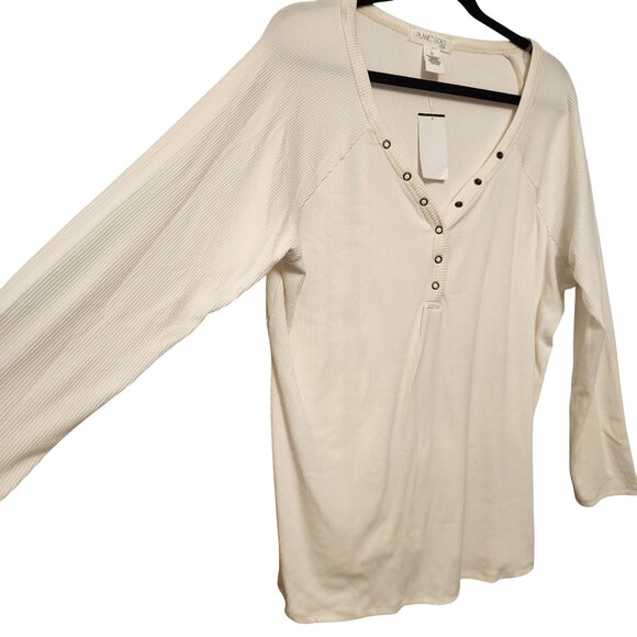 Planet Gold Plus White Egret Ribbed Stretchy Knit Long Sleeve Top Size 3X - Picture 3 of 6